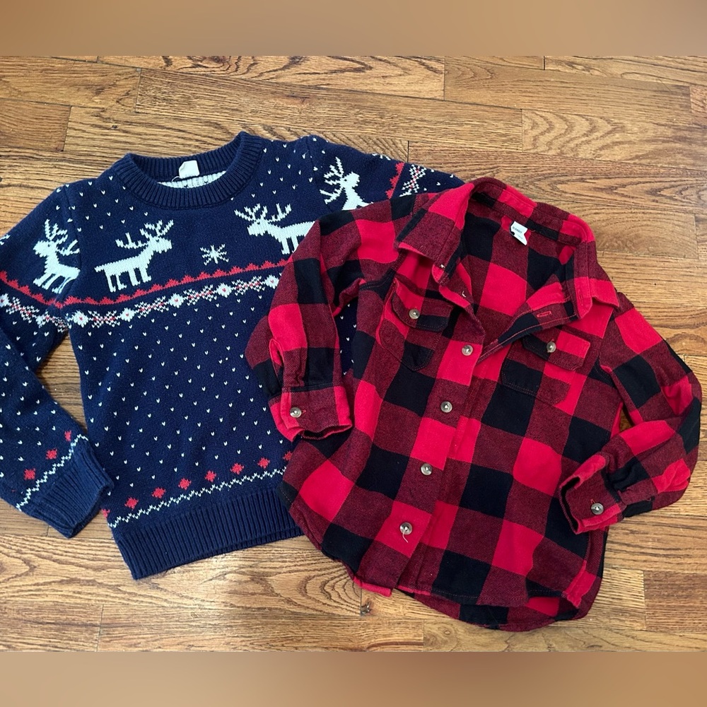 Christmas Sweater and Buffalo Plaid Flannel